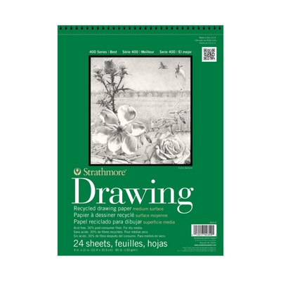 Strathmore Drawing Paper Pad, 400 Series, 9" x 12", Recycled