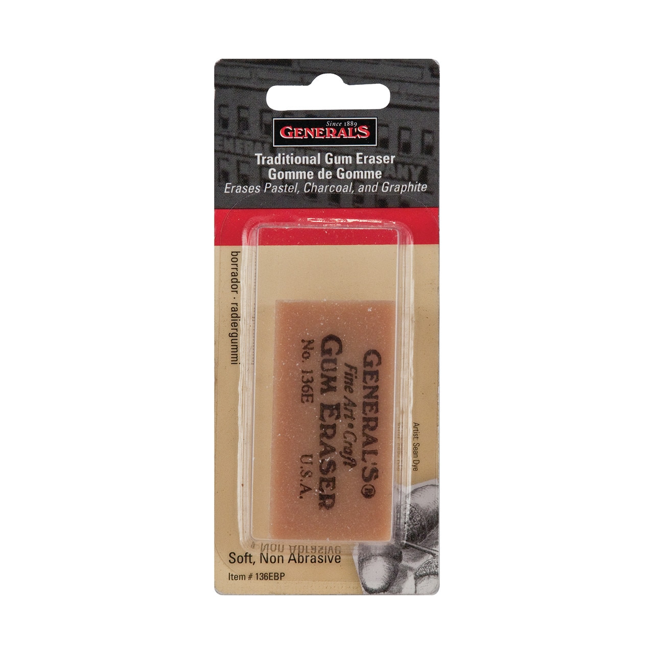 General Pencil General's Gum Eraser, Carded Packaging