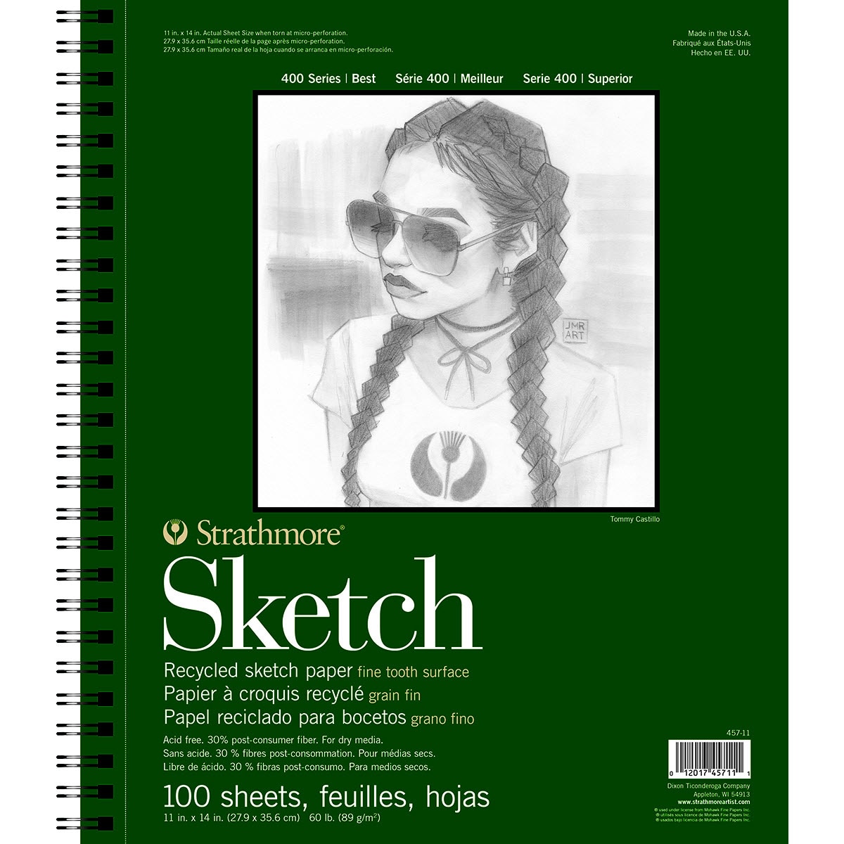 Strathmore Sketch Paper Pad, 400 Series, Recycled, 11" x 14", 100 Sheets