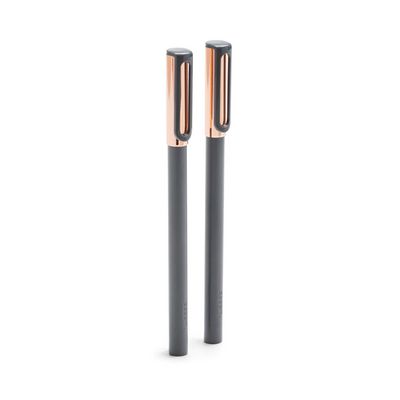 Poppin Dark Gray  Copper TipTop Rollerball Pens w Black Ink Set of 2