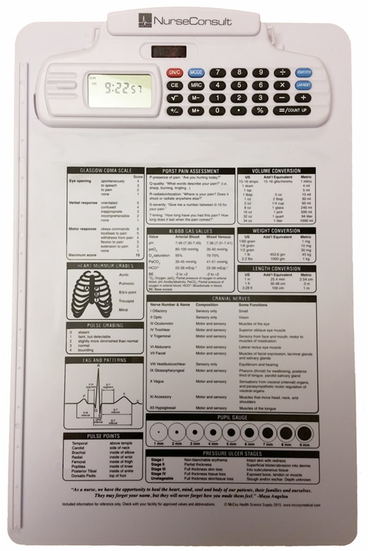 Med Reference Clipboard W Calc