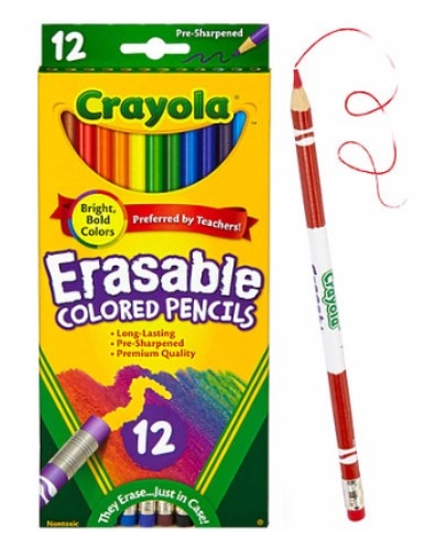 Crayola Erasable Colored Pencil Set, 12-Colors