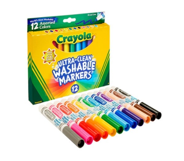 Crayola Washable Marker Set, 12-Colors, Broad