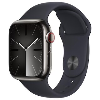 Apple Watch Series 9 GPS + Cellular 45mm Graphite Stainless Steel Case with Midnight Sport Band - M/L