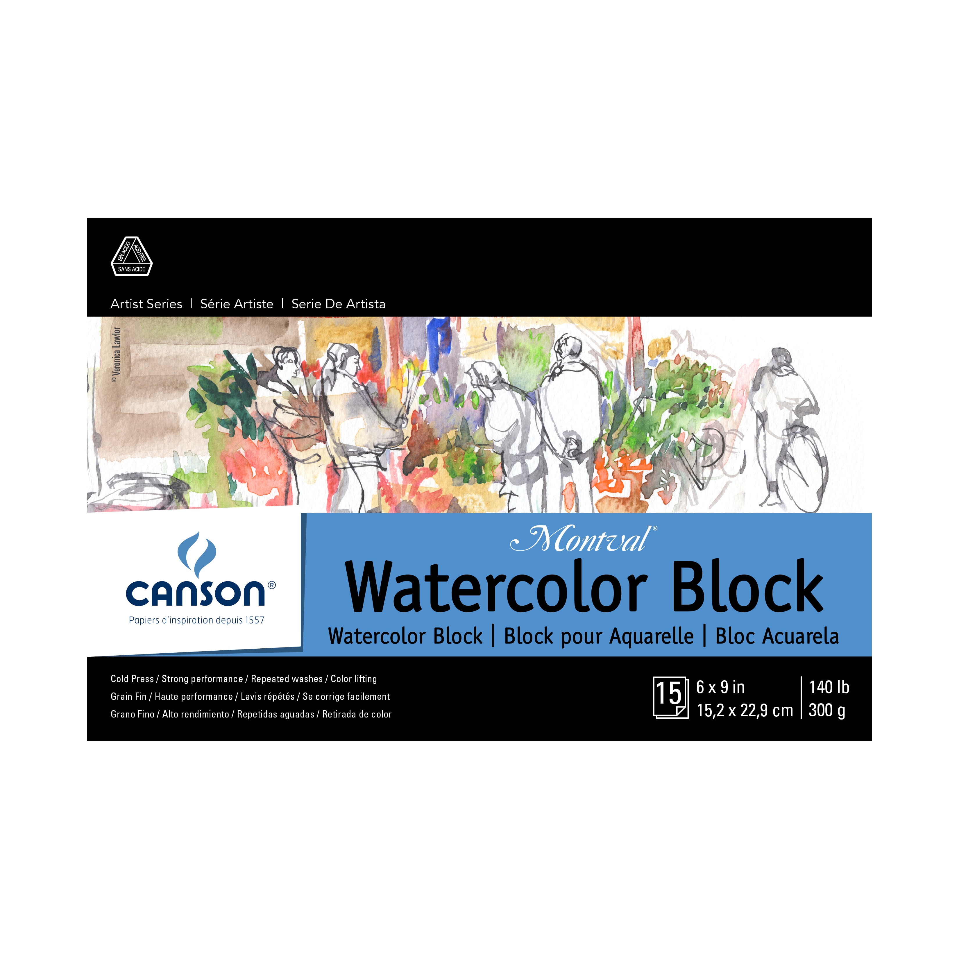 Canson Artist Series Montval Watercolor Block, 6" x 9", 15 Sheets