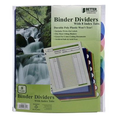 Better Binder Dividers with 8 Index Tabs