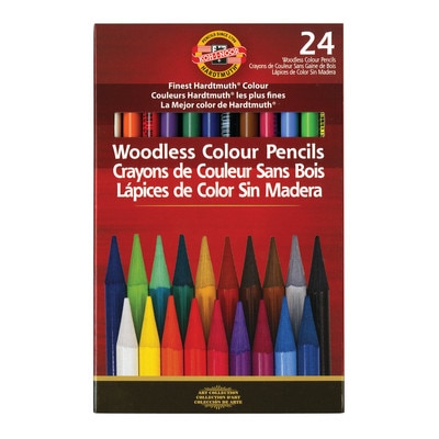 Koh-I-Noor Progresso Woodless Colored Pencil Set, 24-Colors