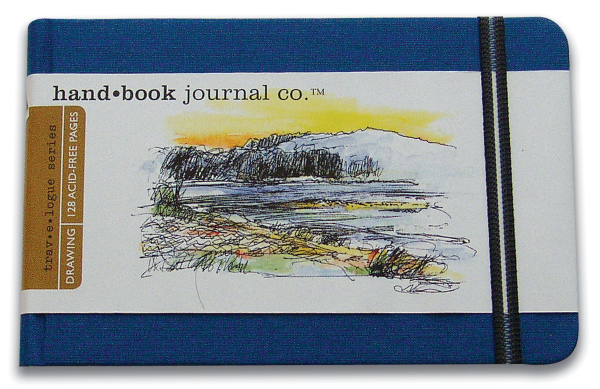 Global Art Handbook Travelogue Artist Journal, Large Landscape, 8.25" x 5.5", Ultramarine Blue
