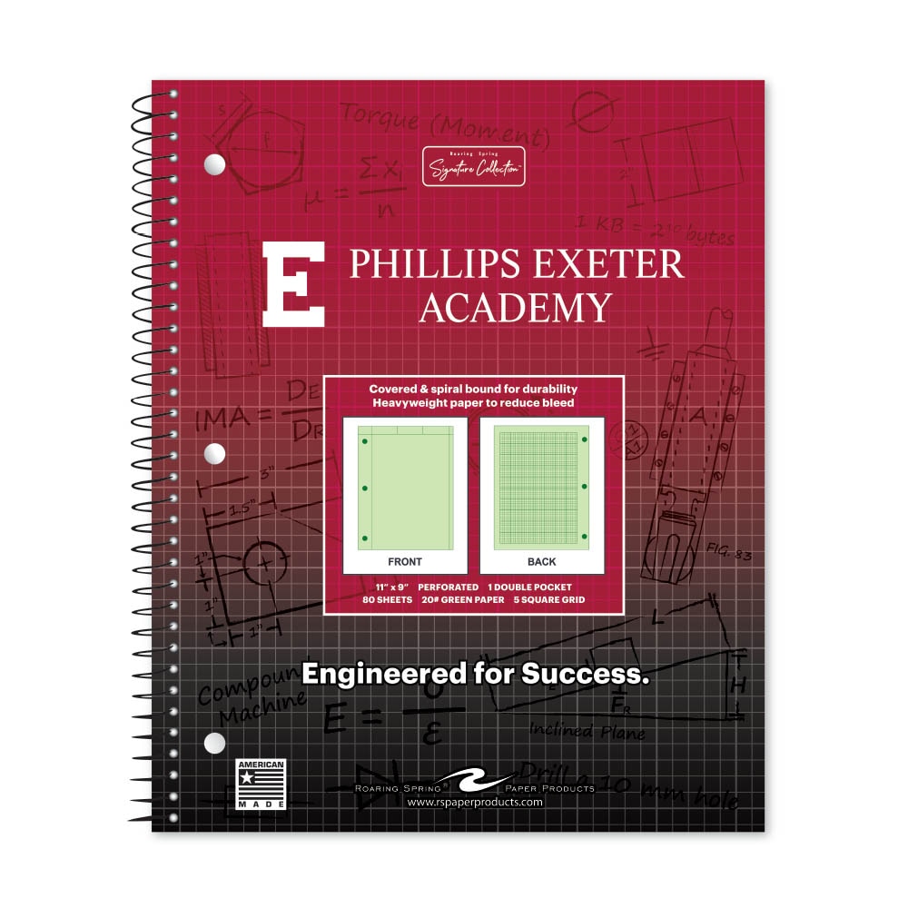 School Spirit Engineering Notebook, Green Tint 20# Paper with 1 Double Pocket