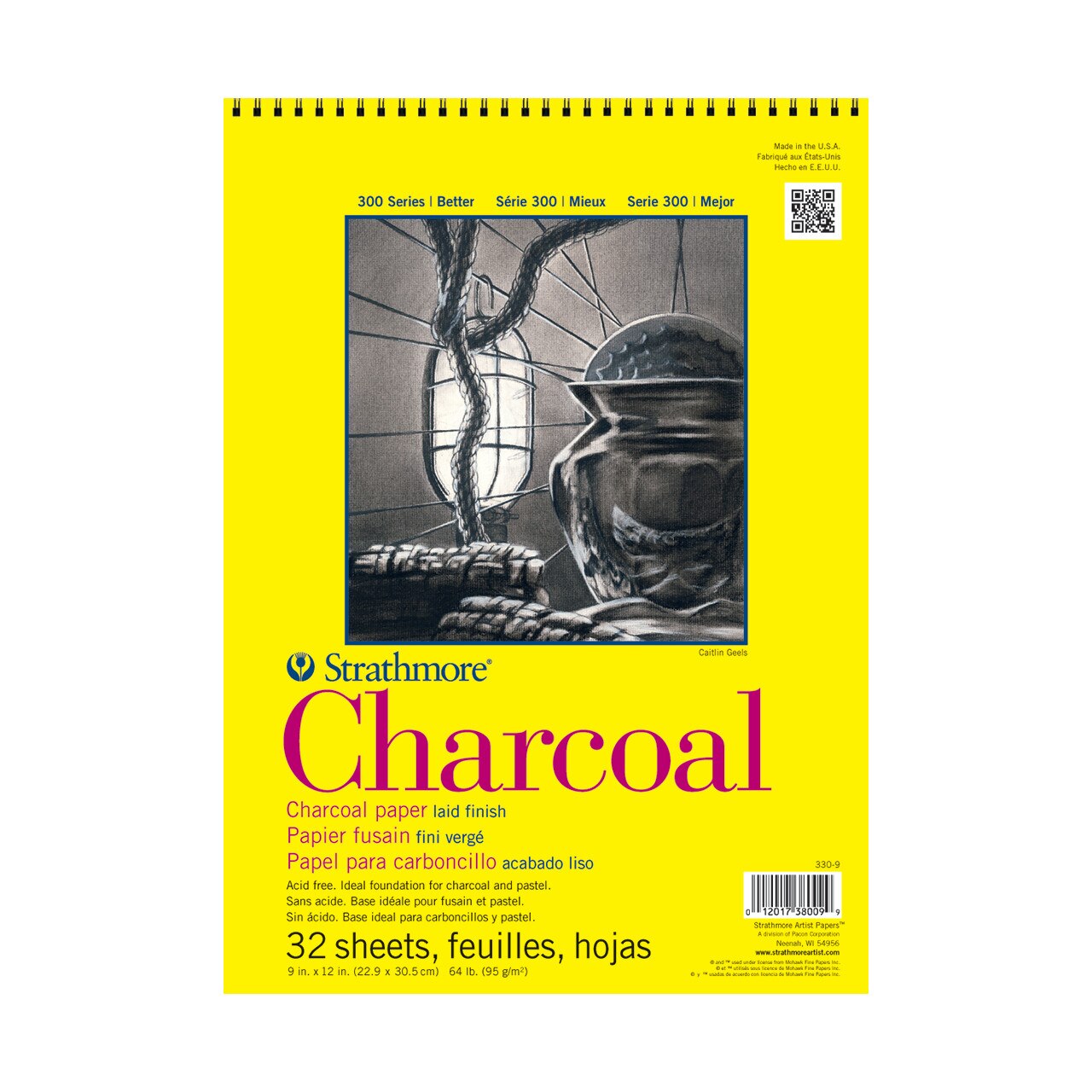 Strathmore Charcoal Paper Pad, 300 Series, 9" x 12", Spiral-Bound