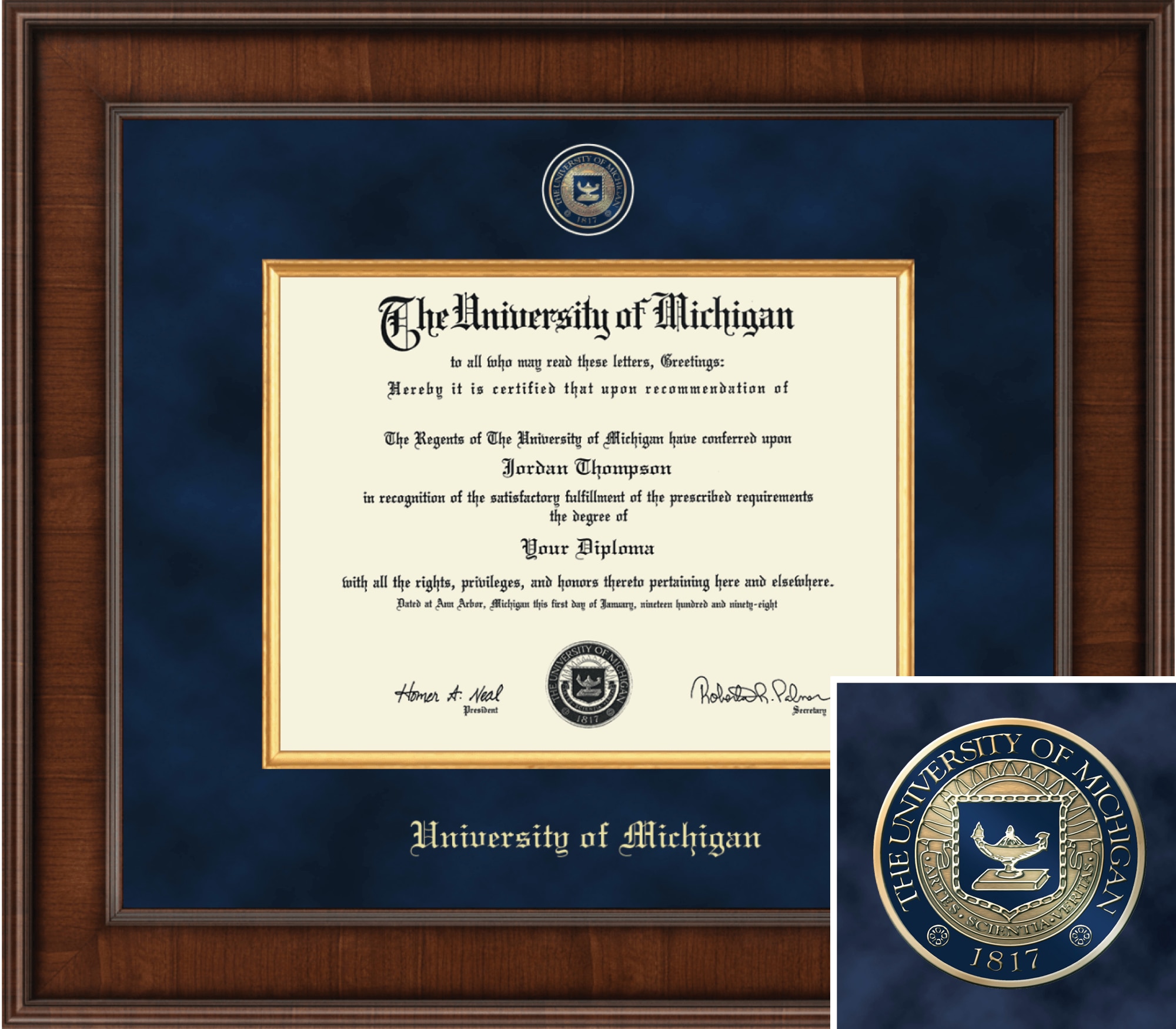 Church Hill Classics, Presidential, 8.5x11, Walnut, Diploma Frame