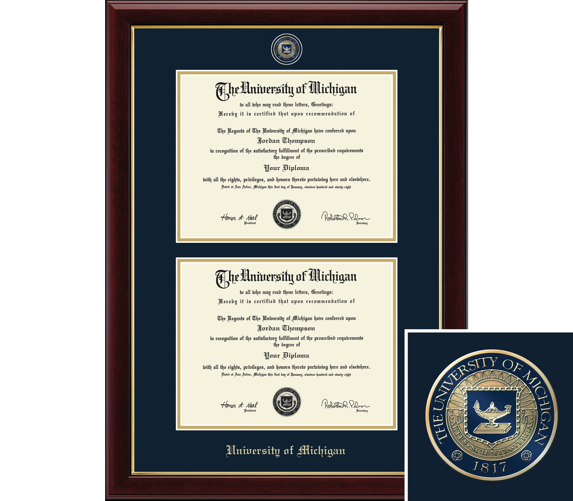 Church Hill Classics, Double Doc, 8.5x11, Cherry, Diploma Frame