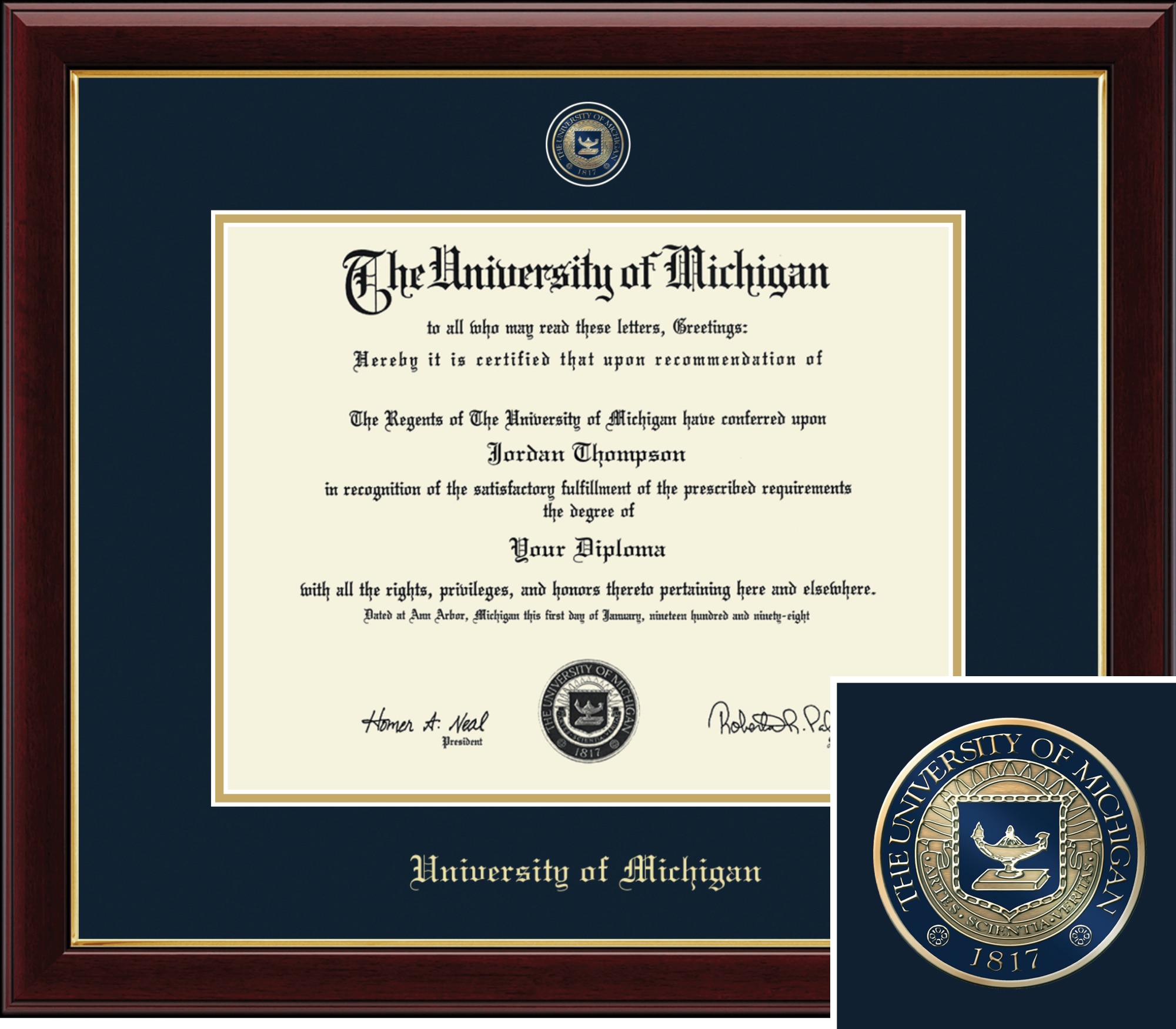 Church Hill Classics, Masterpiece, PhD, 11x14, Cherry, Diploma Frame