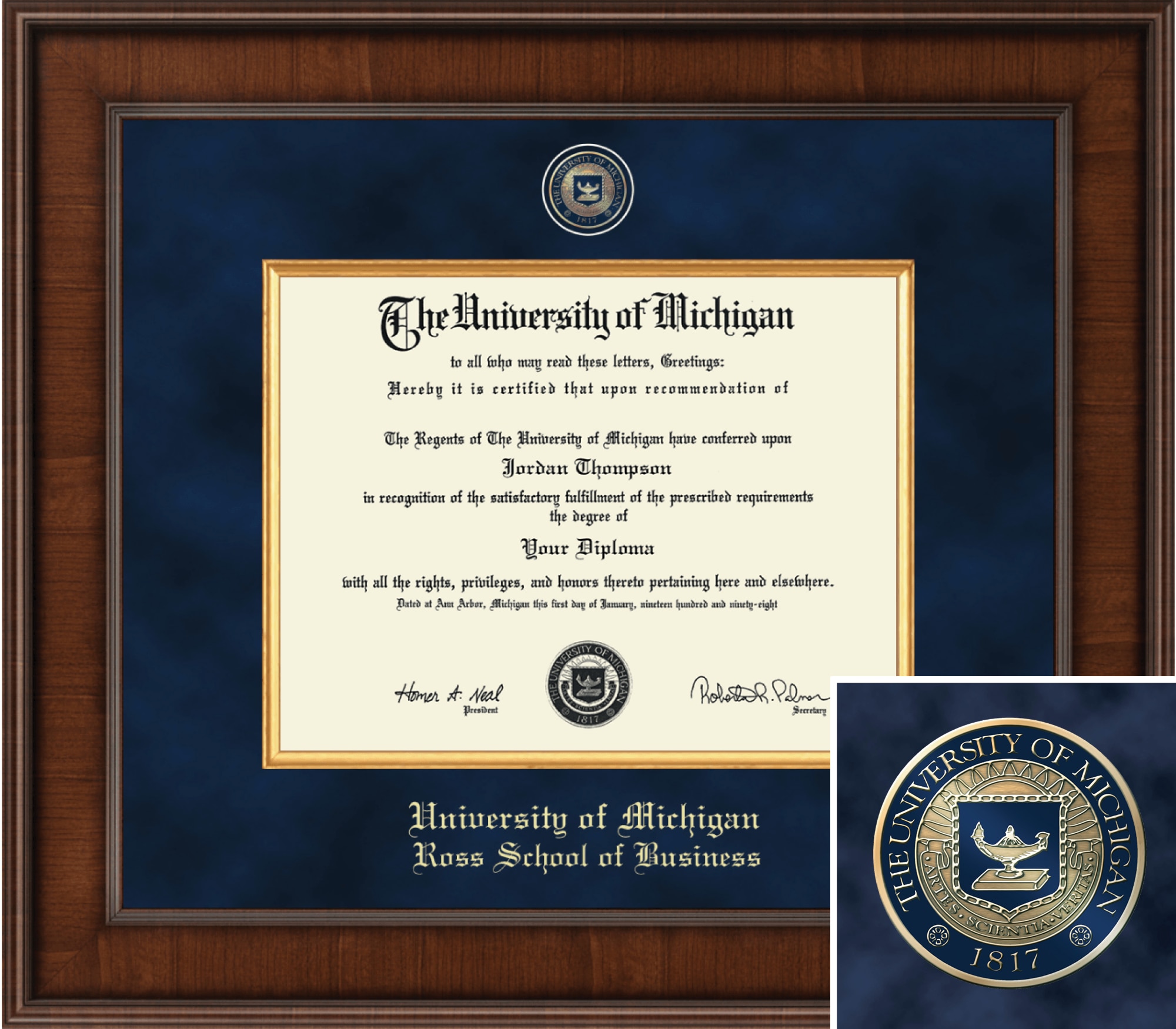 Church Hill Classics, Presidential, Business, 8.5x11, Walnut, Diploma Frame