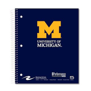 Roaring Premium 5 Subject Notebook 8.5x11 College Ruled  20lb Paper Pressboard Foil Cover