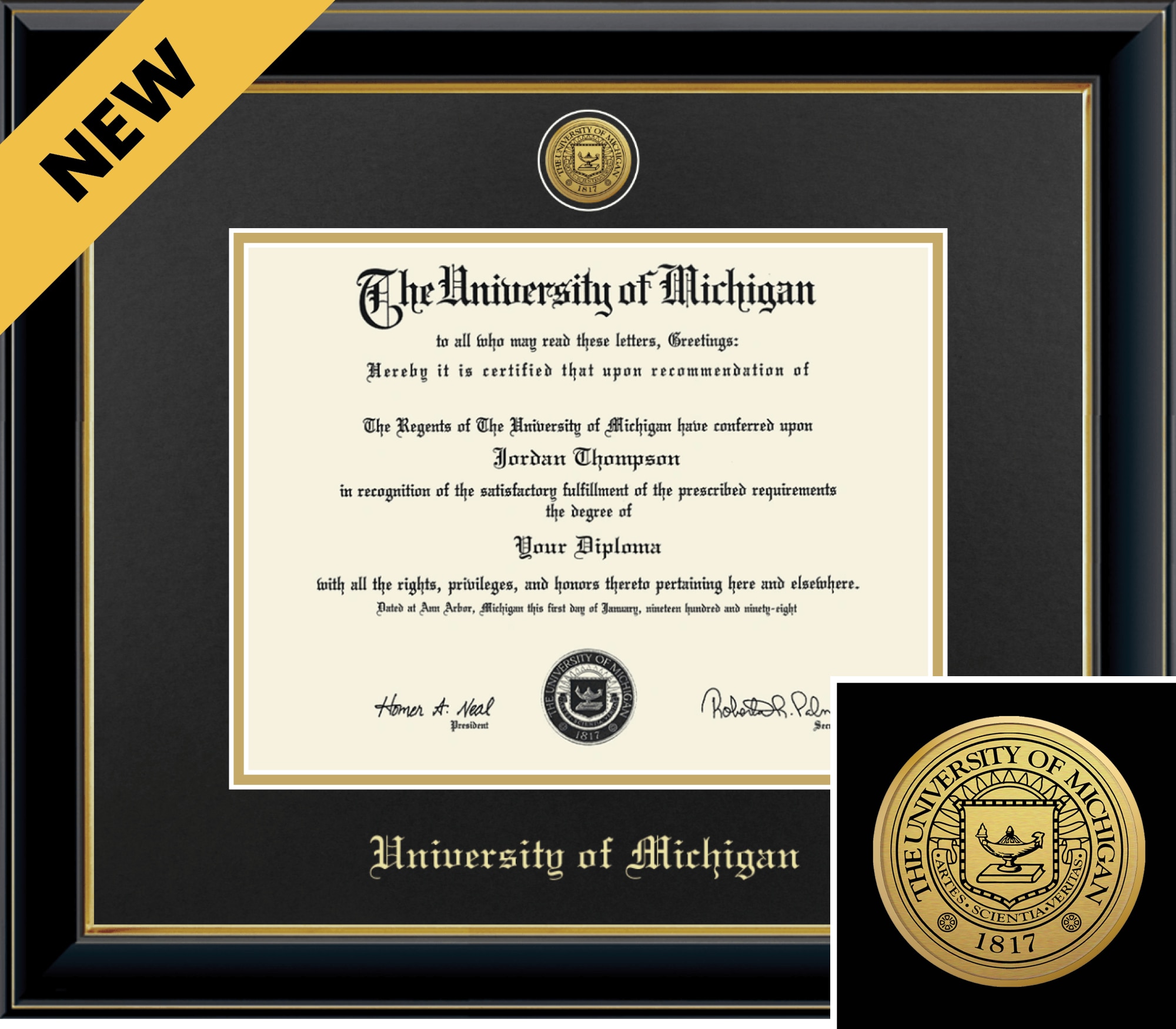 Church Hill Classics Onyx 8.5x11 Black Diploma Frame