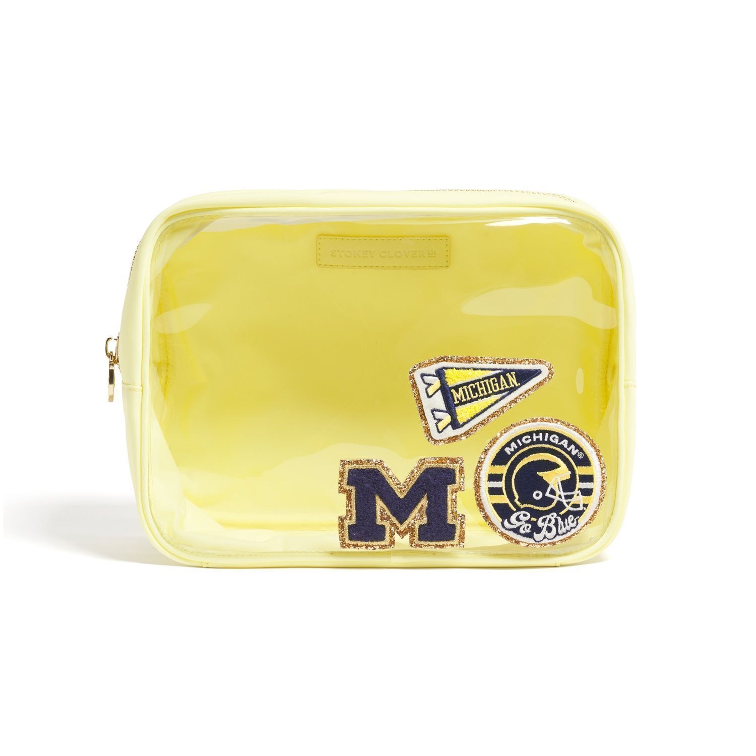 Michigan Wolverines Clear Large Pouch w M & Pennant & Helement Patch
