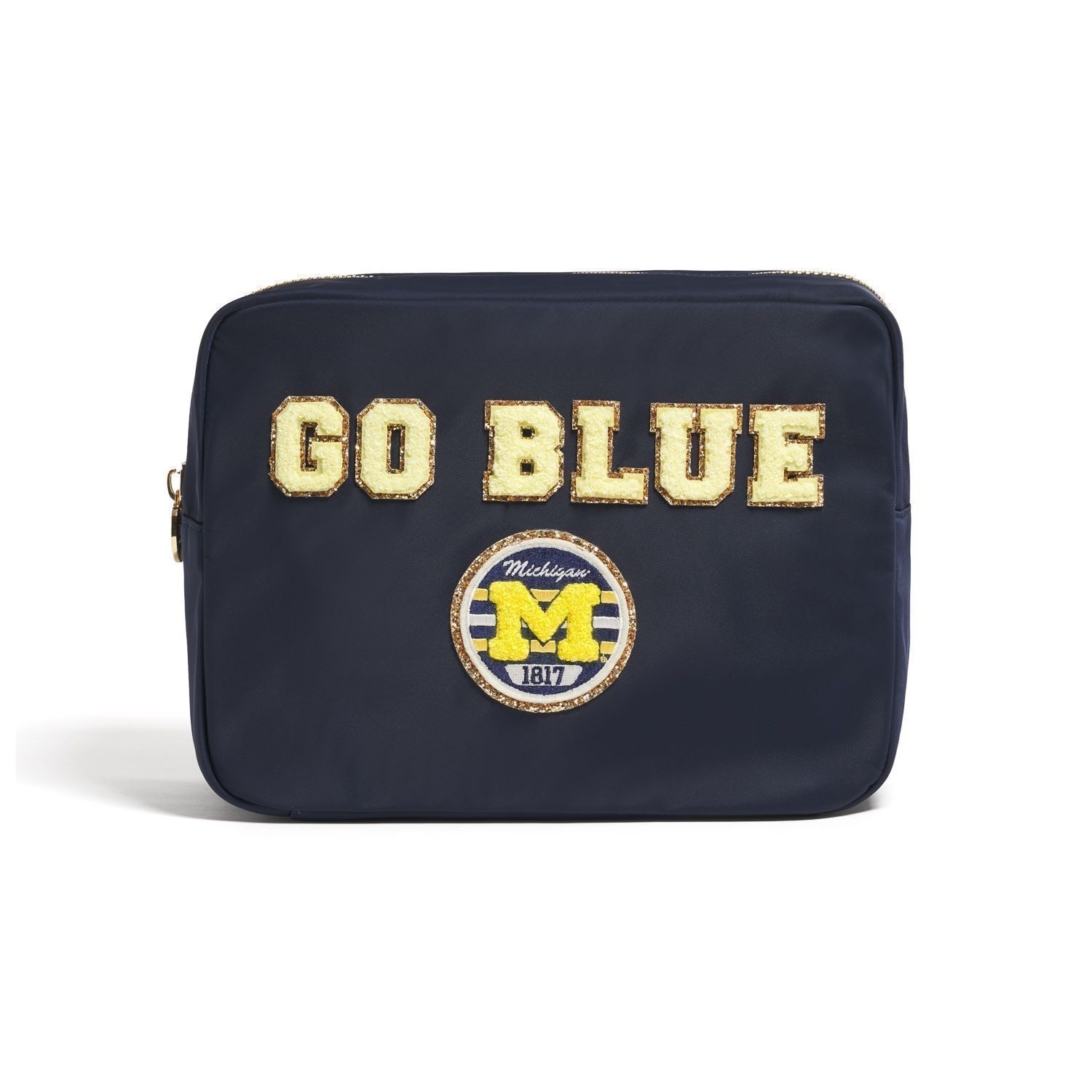 Michigan Wolverines Large Pouch w Stripe M Patch & "GO BLUE"
