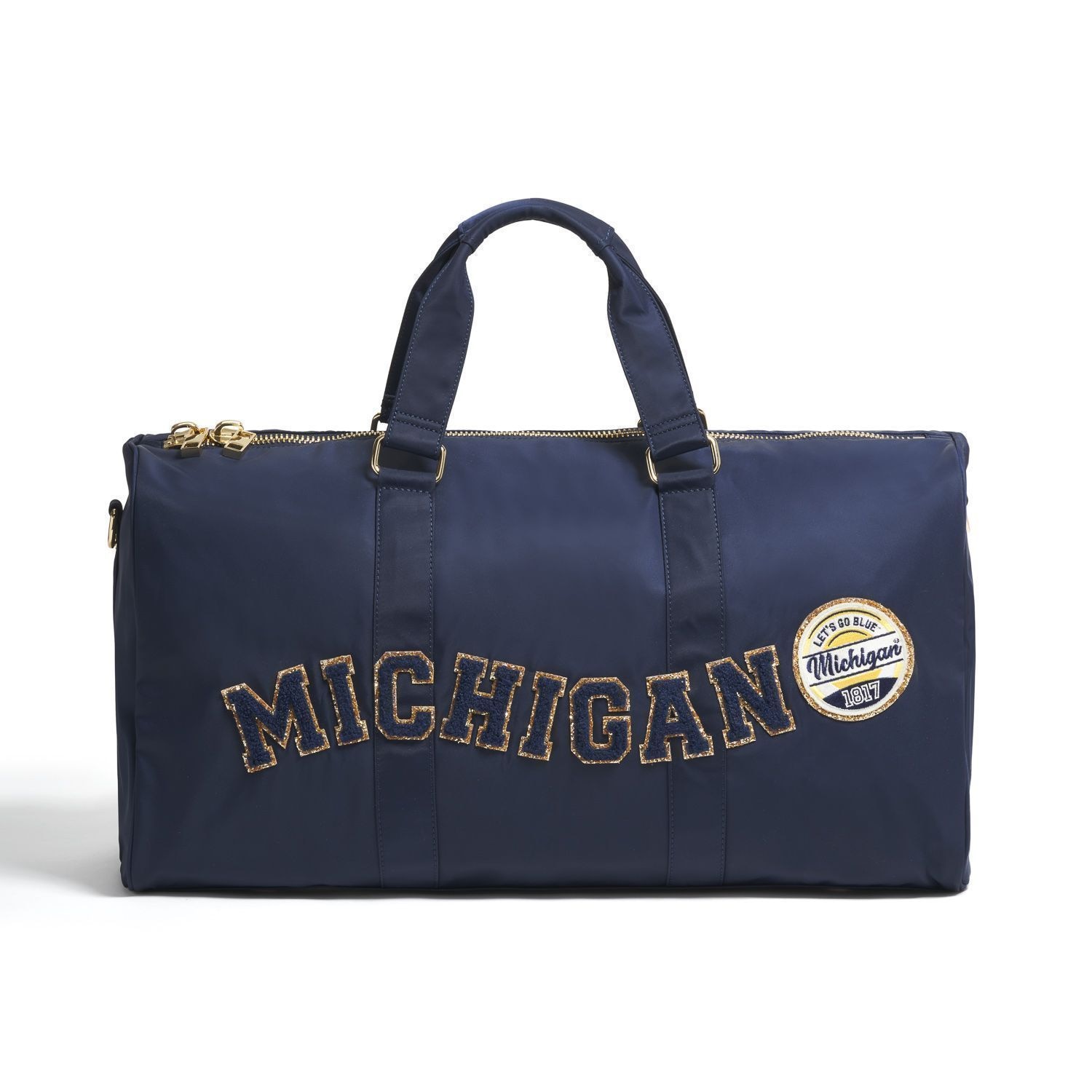 Michigan Wolverines Duffle w Stripe M Patch & "MICHIGAN" patch