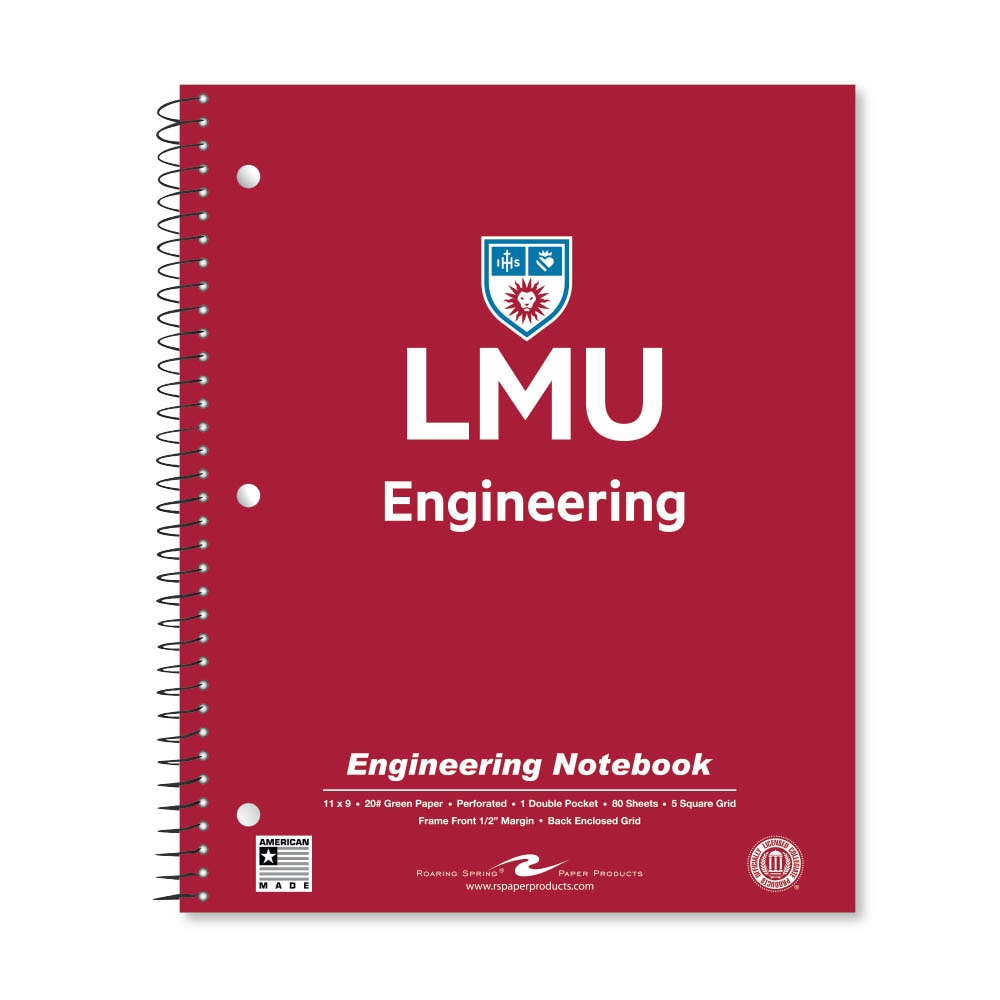 School Spirit Engineering Notebook, Green Tint 20# Paper with 1 Double Pocket