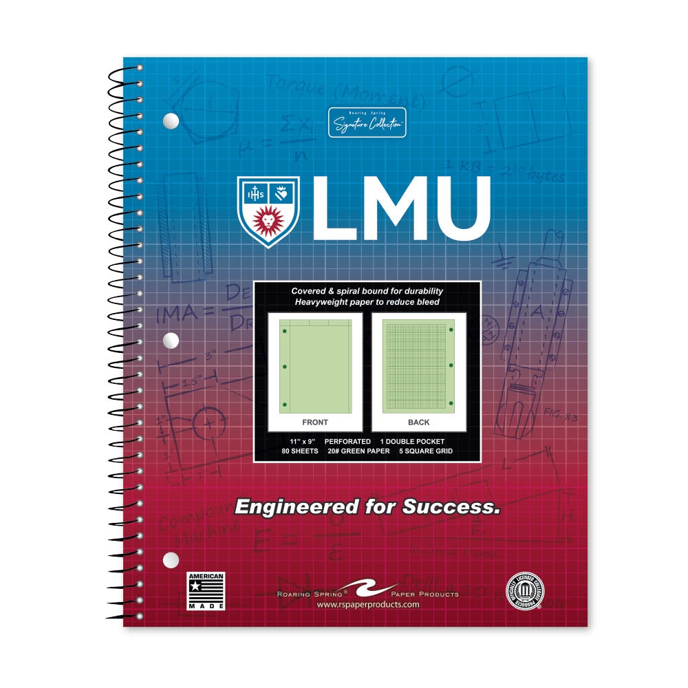 School Spirit Engineering Notebook, Green Tint 20# Paper with 1 Double Pocket