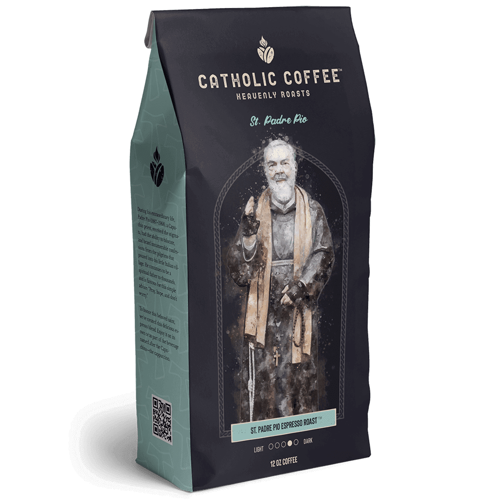 St Padre Pio Espresso Roast - Ground 12oz Bag - Medium/Dark Roast - Catholic Coffee