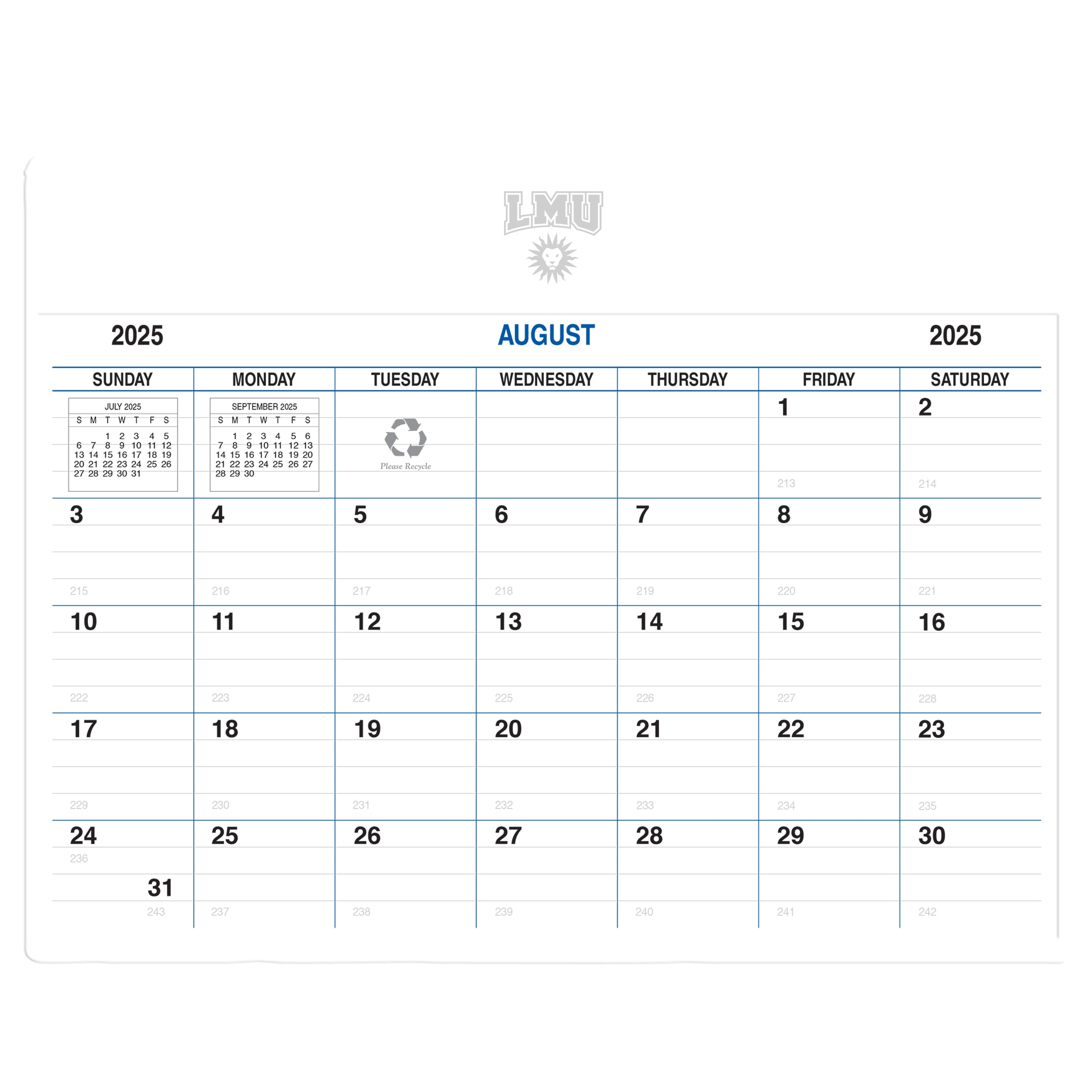 Payne 25-26 Imprinted Academic Calendar Pad Planner 8.5"x11"