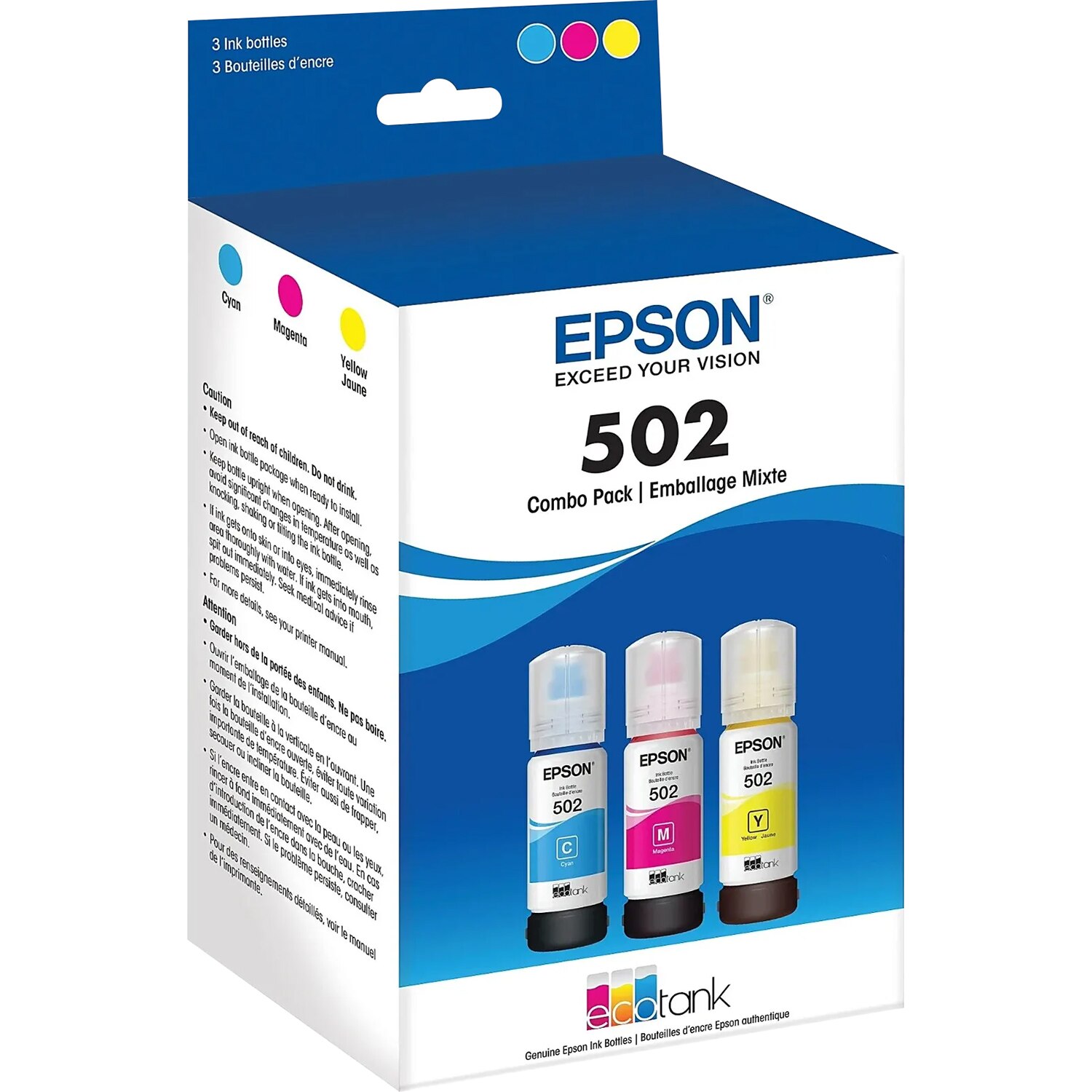 Epson 502 Multi-pack With Sensor 3PK- Yellow, Cyan, Magenta
