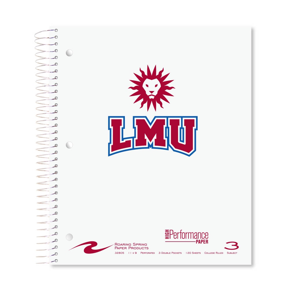 Roaring Premium 3 Subject Notebook, 8.5x11 College Ruled 20lb Paper, Pressboard Foil Cover