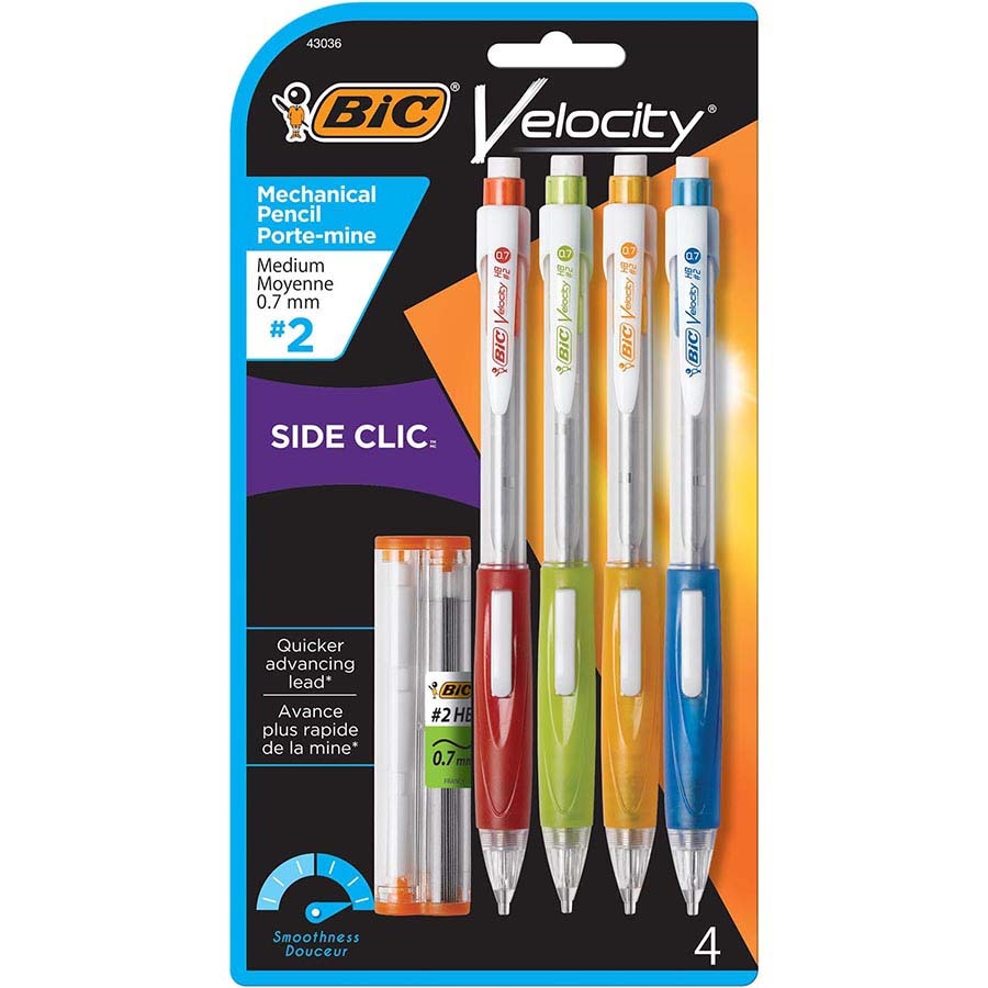 BIC Velocity #2 Side Clic Mechanical Pencil 0.7mm 4Pack
