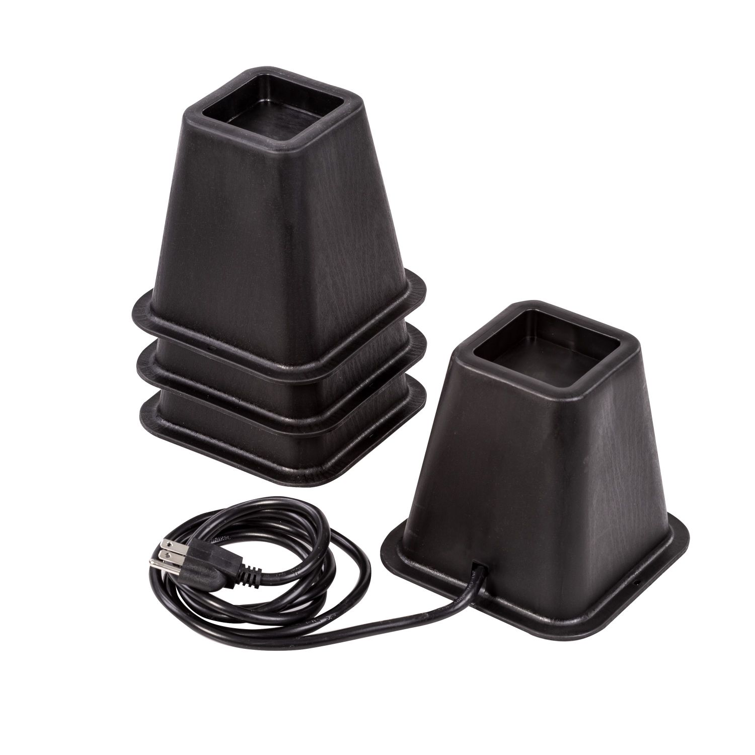 Honey Can Do Set of 4 Black Bed Risers with Outlets and USB Ports