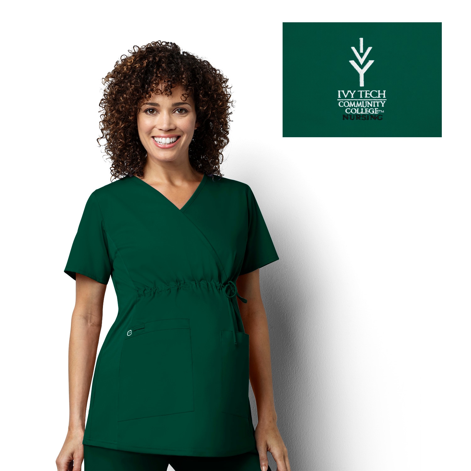 Ivy Tech Custom Decorated WonderWink WWK Nursing Women's Maternity Scrub Top, 145IVY1B