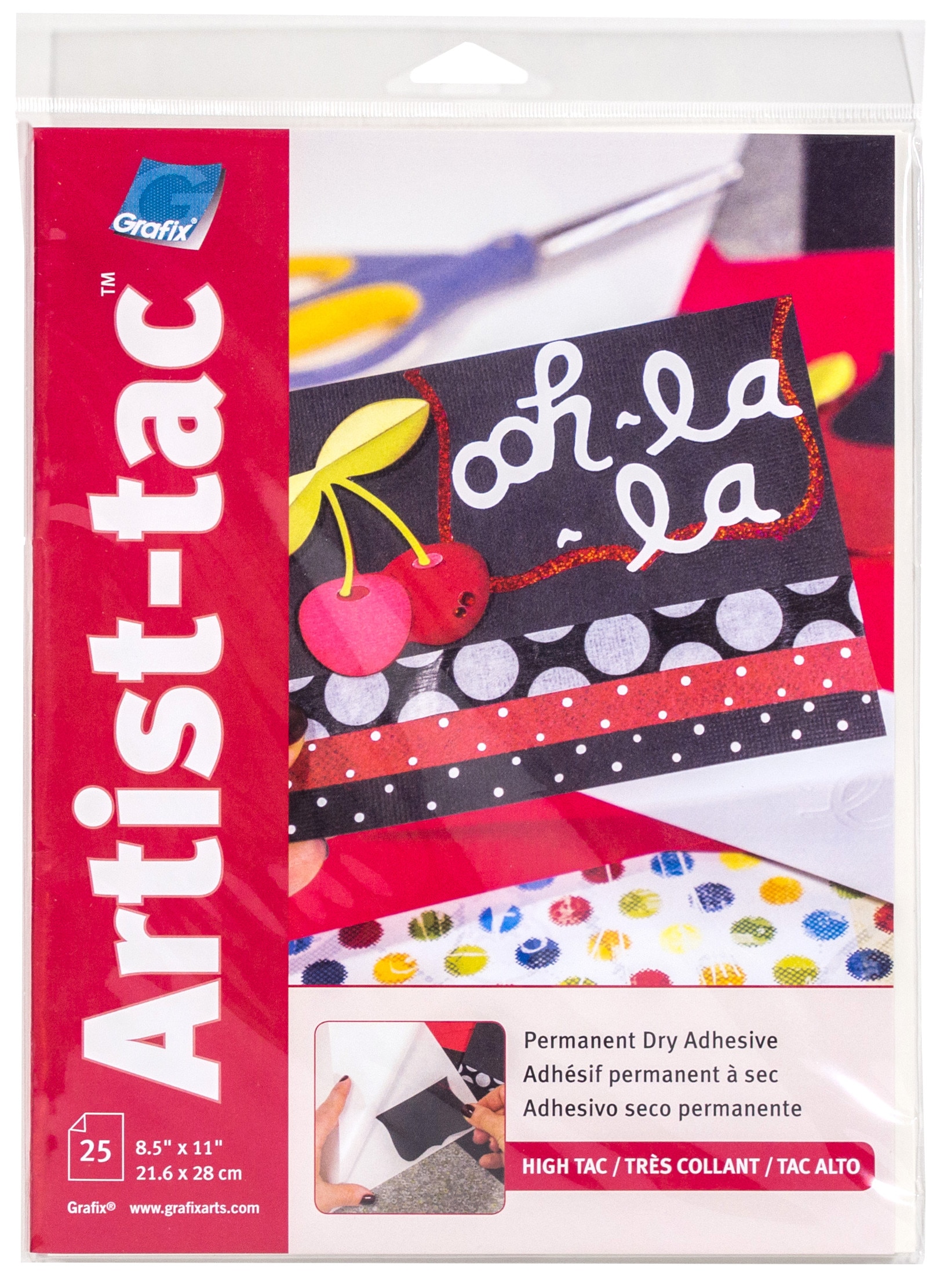 Grafix Artist-Tac Dry Adhesive Sheet, 8.5" x 11", 25/Pkg.