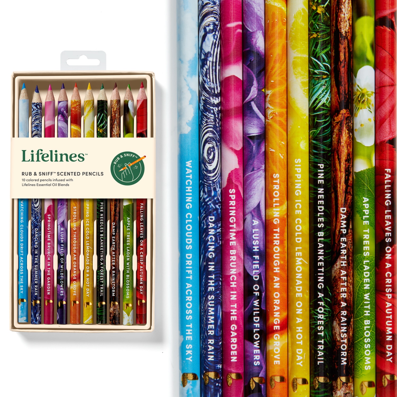 Lifelines Scented Colored Pencils - 10 Pack Infused with Essential Oil Blends