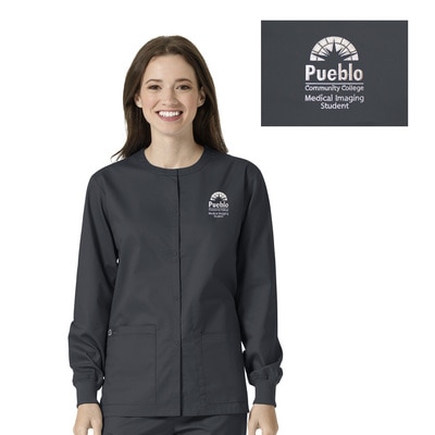 Pueblo Community College Custom Decorated WonderWink WWK Medical Imaging Student Unisex Snap Front Scrub Jacket, 800PCC1