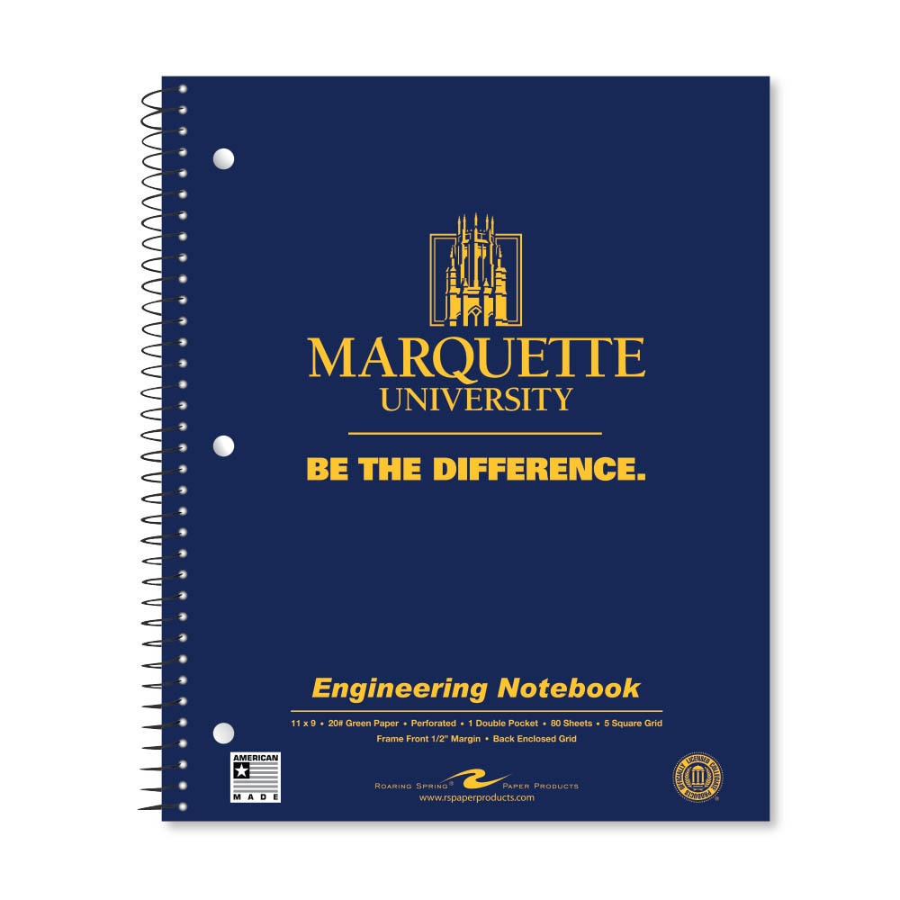 School Spirit Engineering Notebook, Green Tint 20# Paper with 1 Double Pocket