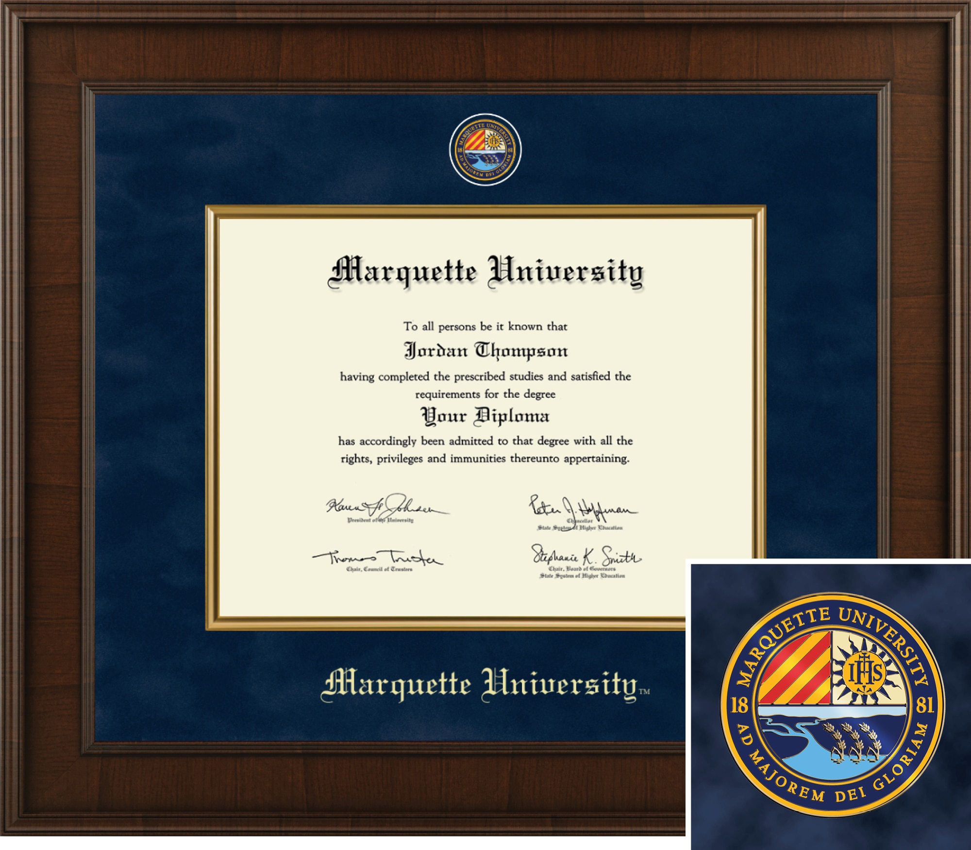Church Hill Classics Presidential 9X12 Walnut Diploma Frame