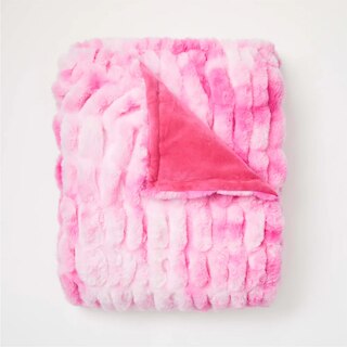 Dormify Leah Ruched Tie Dye Faux Fur Throw Blanket