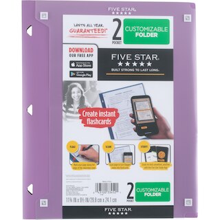Five Star Customizable Plastic Folder 9 12 x 11 34 Assorted Colors