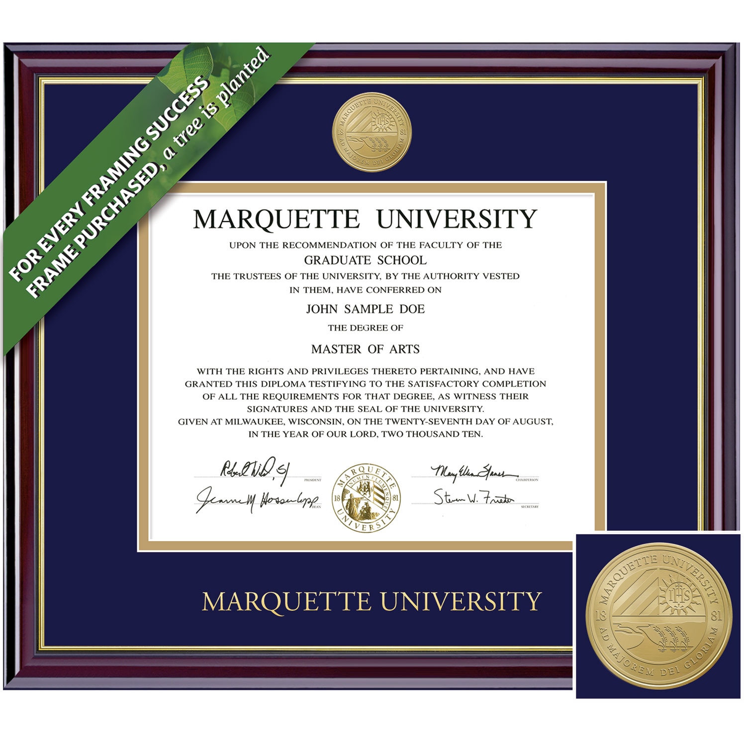 Framing Success 9 x 12 Gold Medallion Bachelors, Masters Diploma Frame