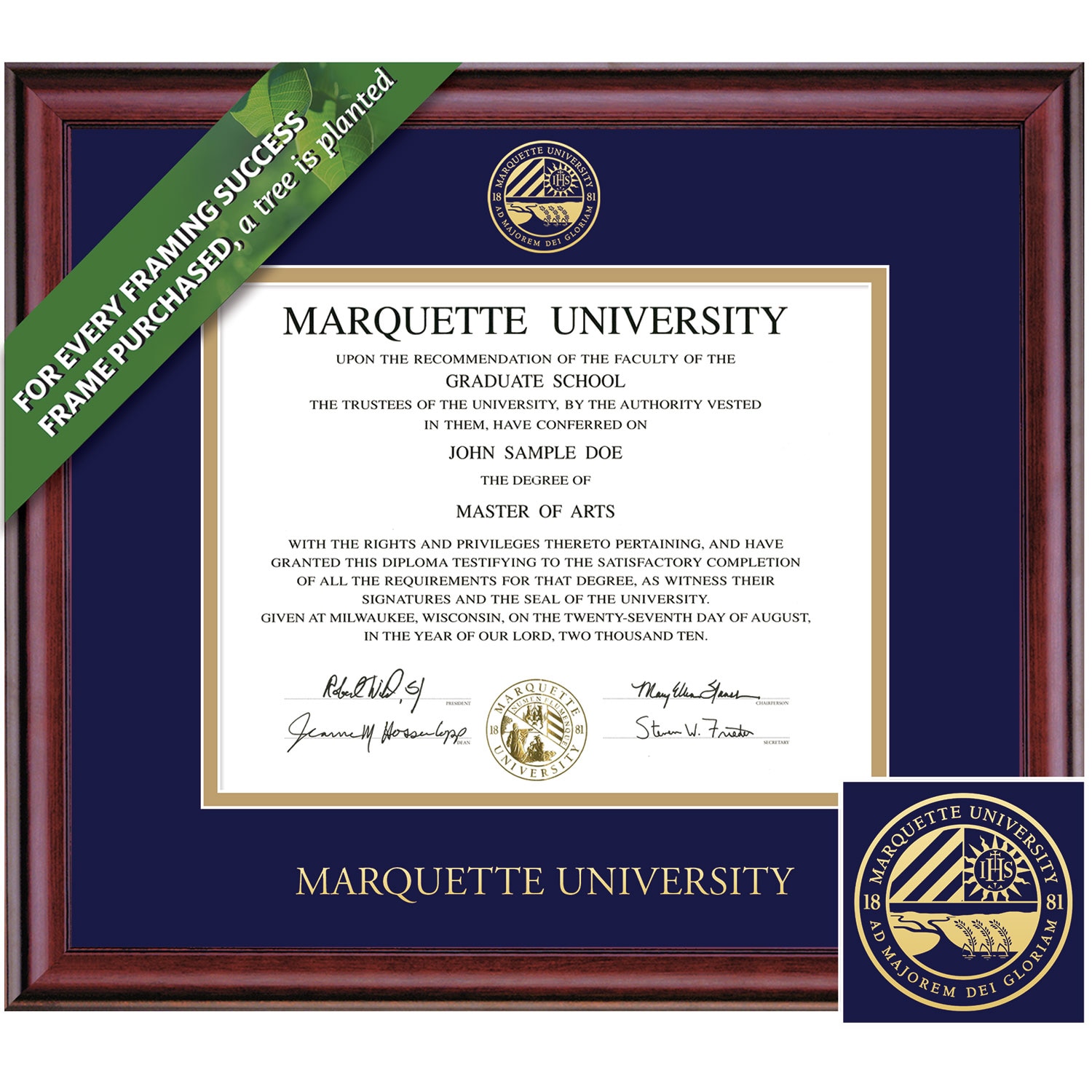 Framing Success 9 x 12 Classic Gold Embossed School Seal Bachelors, Masters Diploma Frame