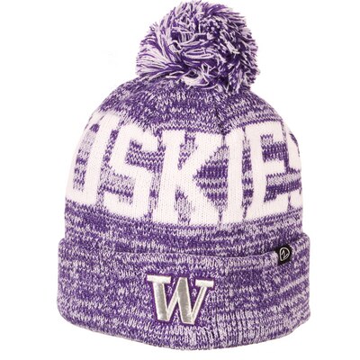 Washington Huskies Zephyr Knit Cuff Beanie with Pom Washington Huskies Zephyr Knit Cuff Beanie with Pom
