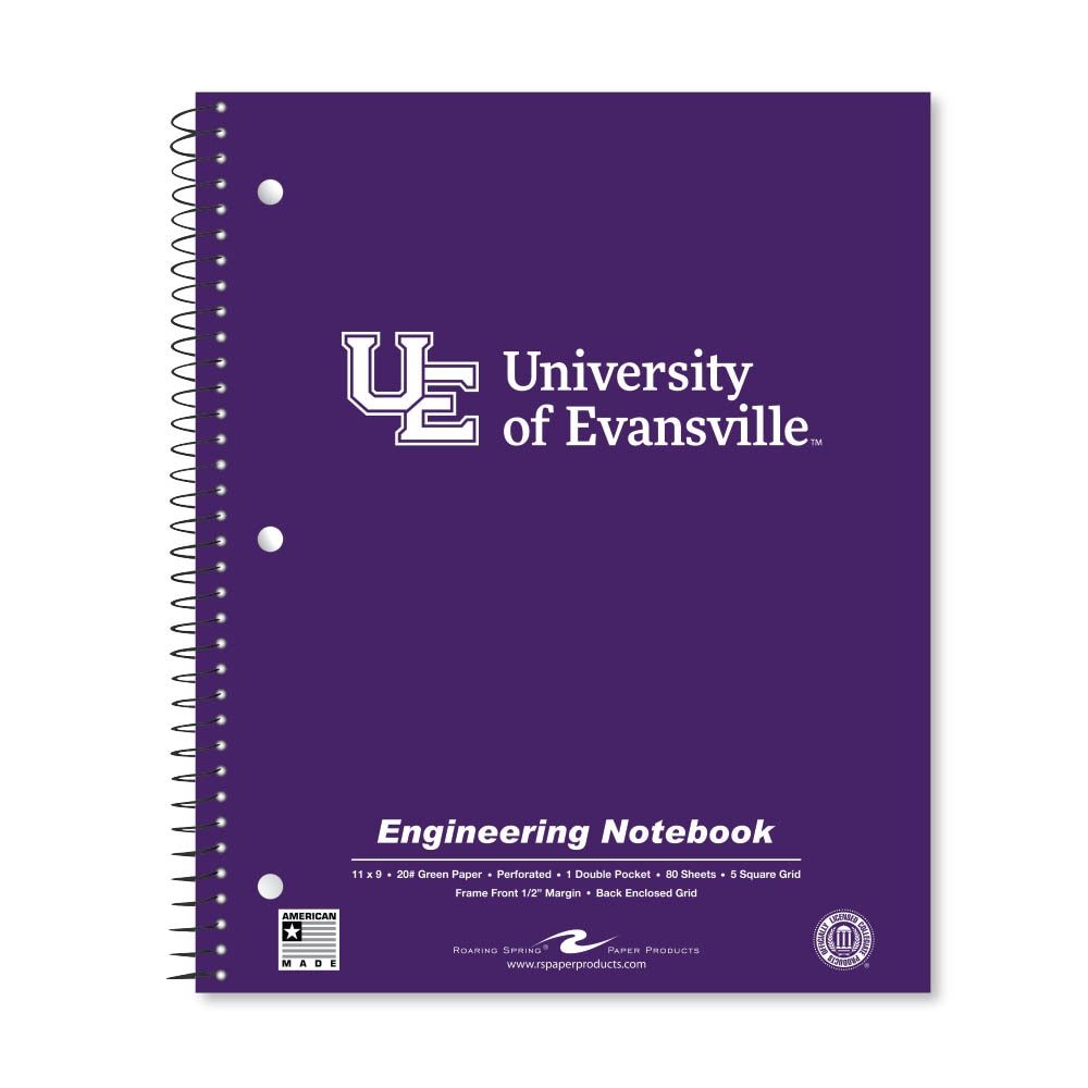 School Spirit Engineering Notebook, Green Tint 20# Paper with 1 Double Pocket