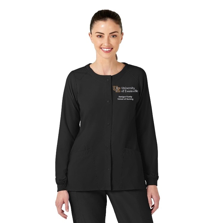 UE1 Women's Crew Neck Warm Up Jacket BLACK