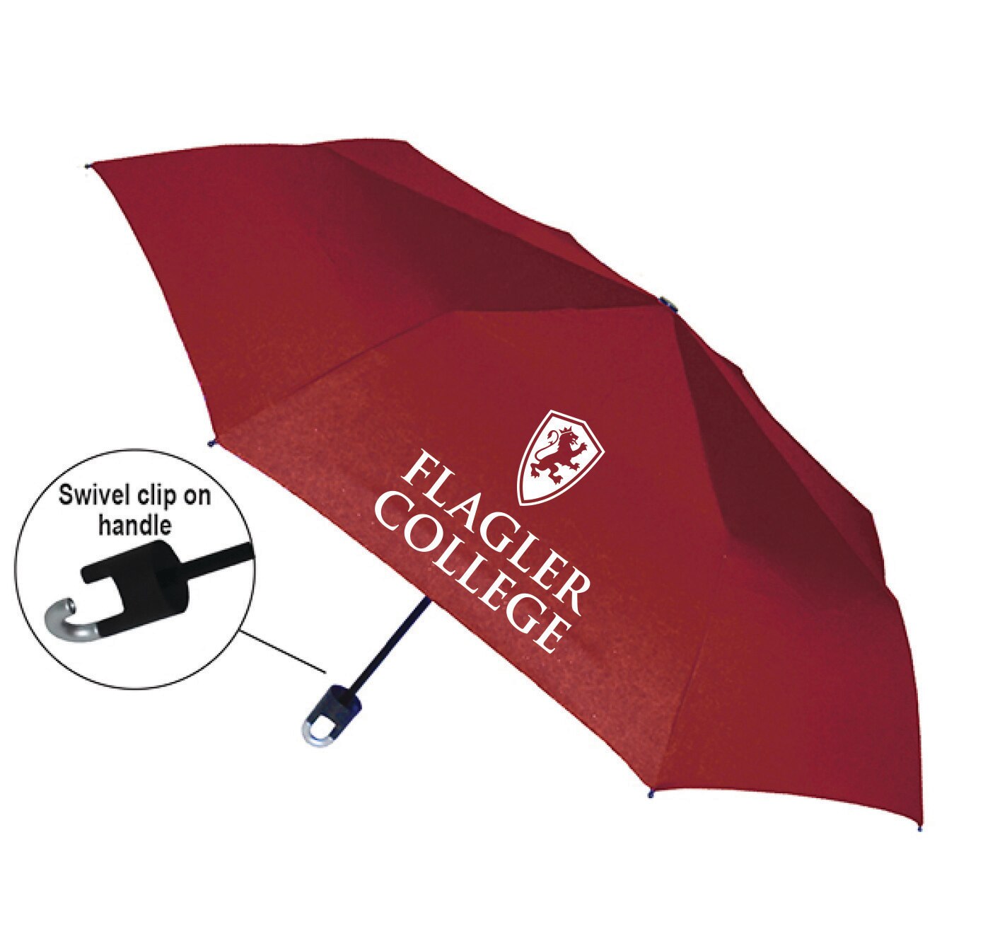"Storm Clip" Mini Folding Emblematic Solid Umbrella 42" Coverage