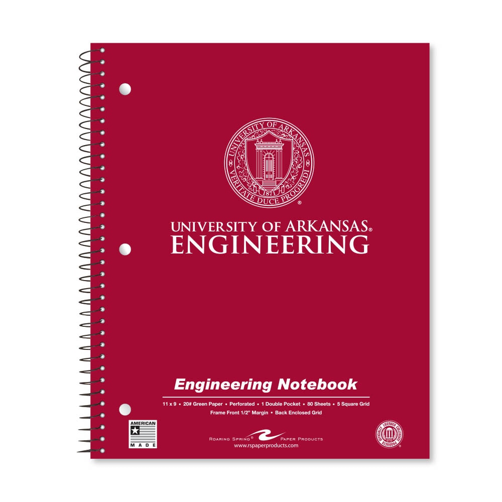 School Spirit Engineering Notebook, Green Tint 20# Paper with 1 Double Pocket
