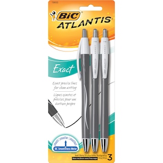 BIC Atlantis Exact Black Pen 3pk