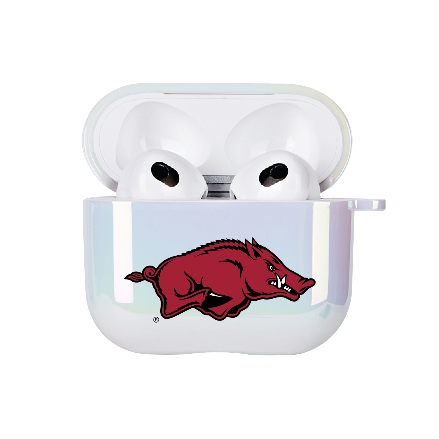 University of Arkansas - Fayetteville - Airpod 3rd Gen Case (TPU), Iridescent White, Classic V1