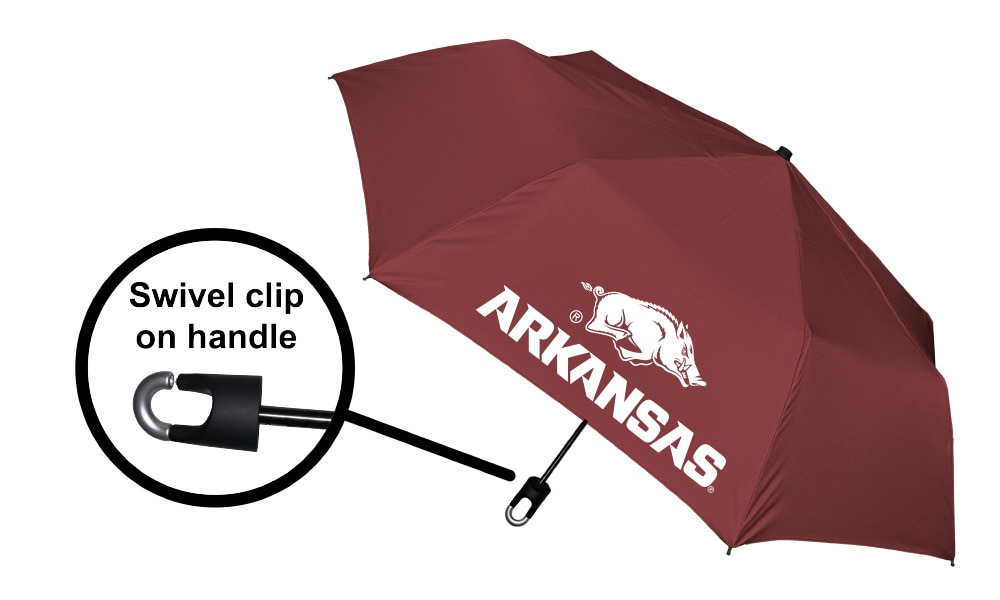 Arkansas Razorbacks "Storm Clip" Mini Folding Emblematic Solid Umbrella 42" Coverage