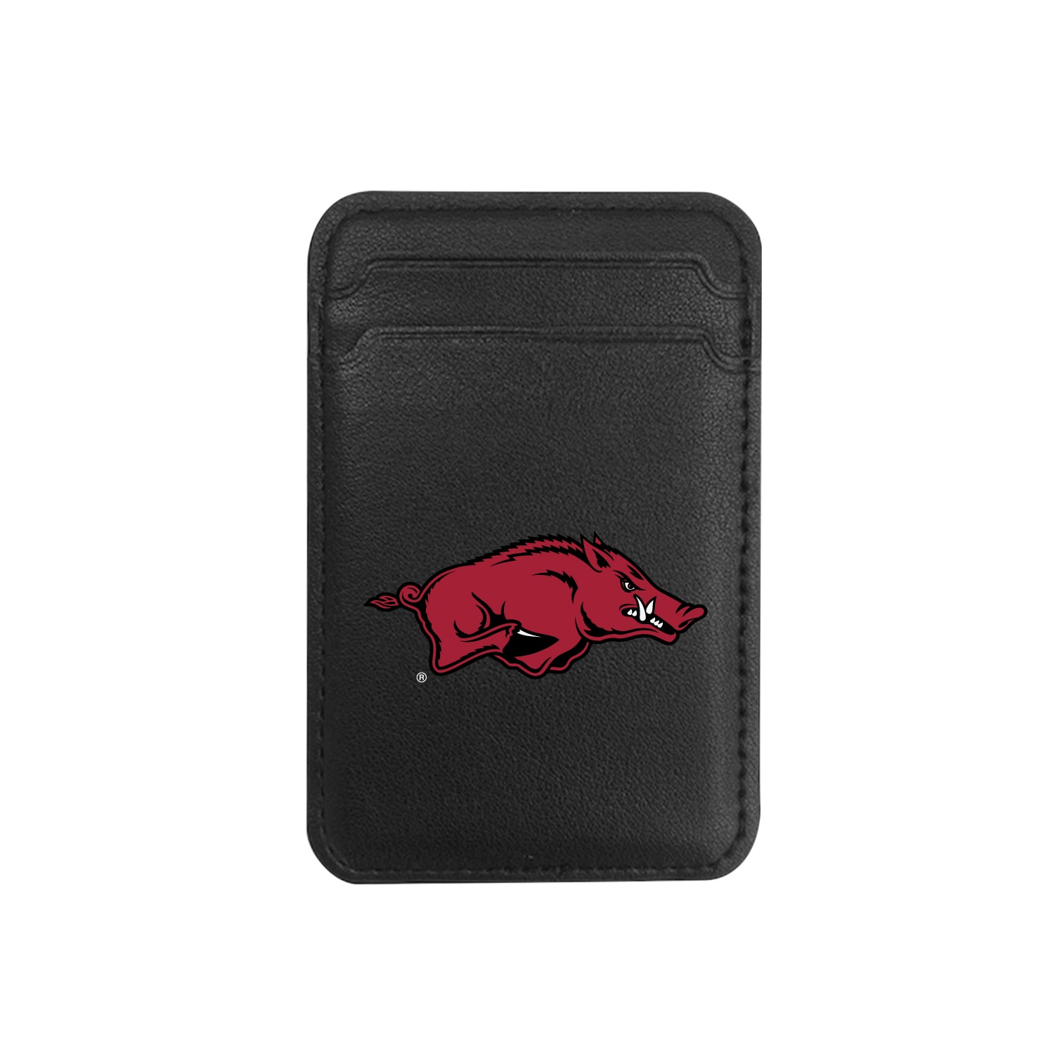 University of Arkansas - Fayetteville V2 - Leather Wallet Sleeve (Top Load, Mag Safe), Black, Classi